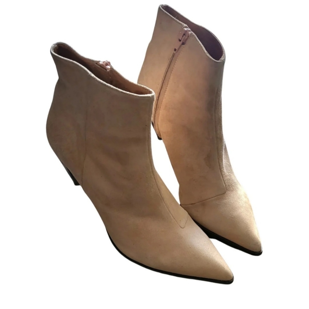 💟 Pure navy dusty rose  suede ankle Booties